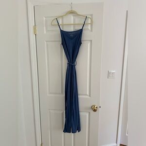 Majestic filatures blue linen belted dress 3